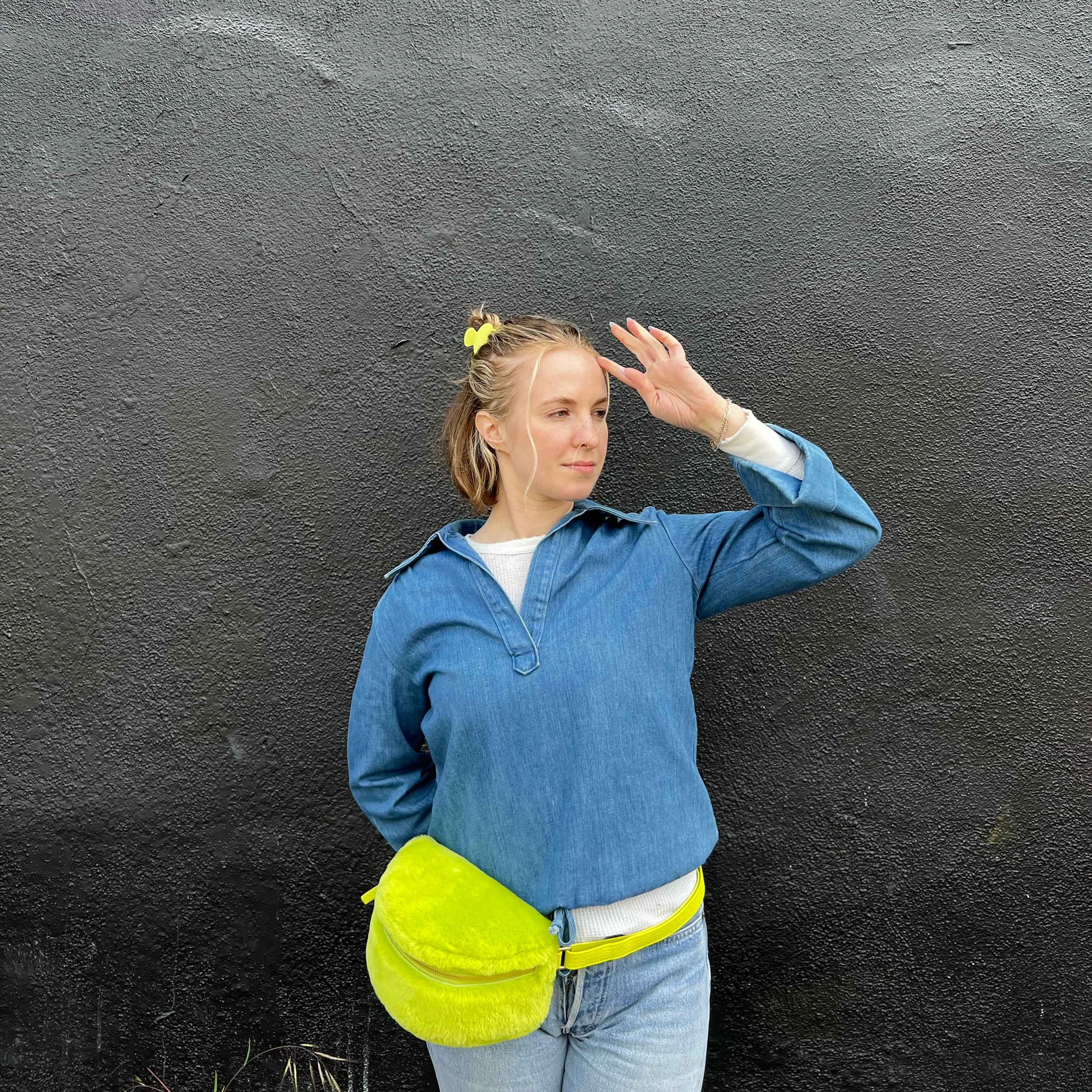 PRIMECUT: LIME SHEARLING BUM BAG